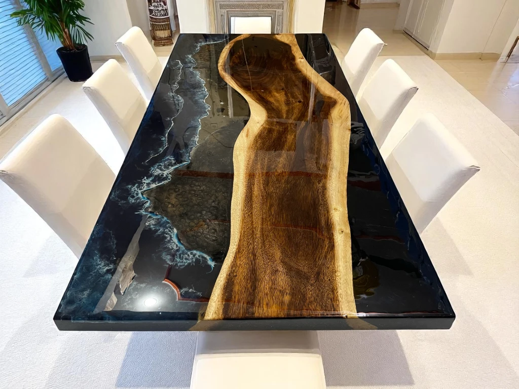Handmade Black Walnut Epoxy Table – Custom Acacia Wood Slabs